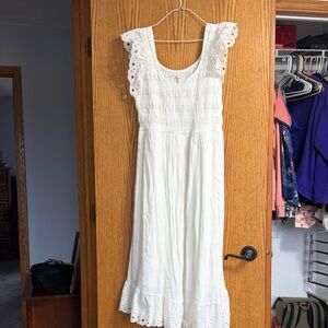 Maurices White Eyelet Midi Dress